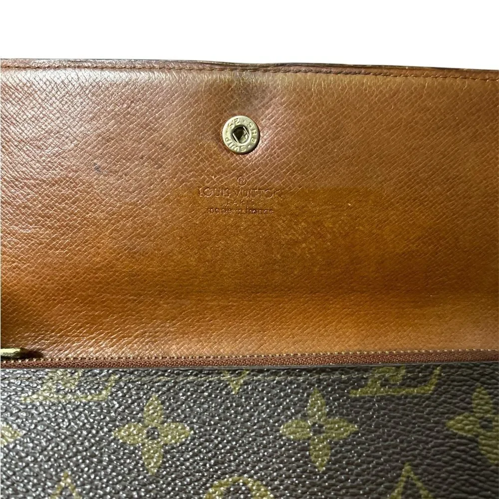 Louis Vuitton Monogram Sarah Long Wallet Snap Closure Vintage Made In France